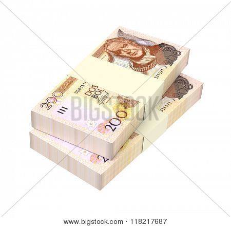 Bolivian boliviano bills isolated on white background. Computer generated 3D photo rendering.