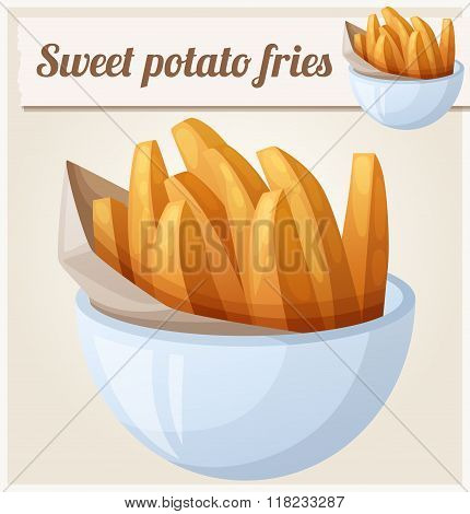 Sweet potato fries. Detailed vector icon