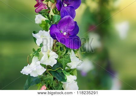 Rope is decorated with flowers. The plan.