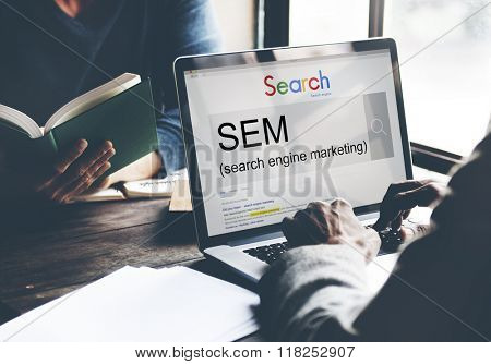 SEM Search Engine Marketing Business Strategy Concept