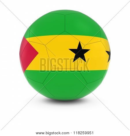 Sao Tome and Principe Football - Sao Tomean Flag on Soccer Ball - 3D Illustration
