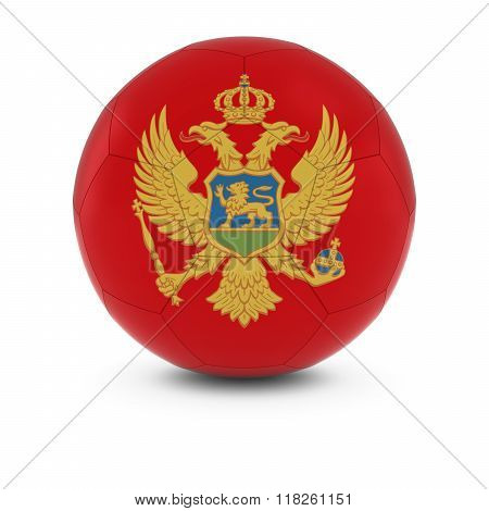 Montenegro Football - Montenegrin Flag on Soccer Ball - 3D Illustration