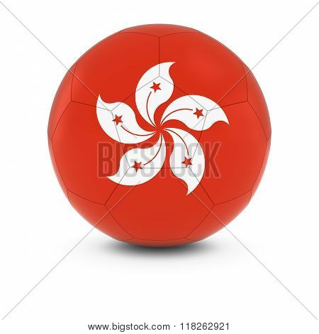 Hong Kong Football - Hong Kongese Flag on Soccer Ball - 3D Illustration