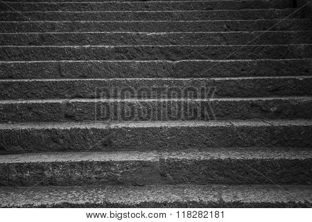 Old Stone Steps Leading Up A Dark Alleyway