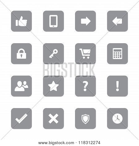 Gray Web Icon Set 2 On Rounded Rectangle