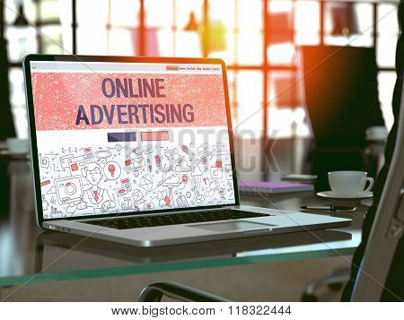 Online Advertising Concept on Laptop Screen.