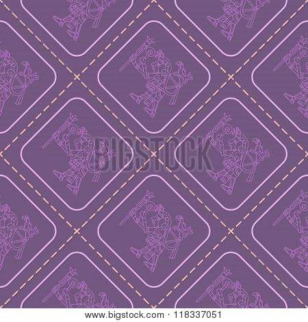 Seamless pattern with symbols from Aztec codices