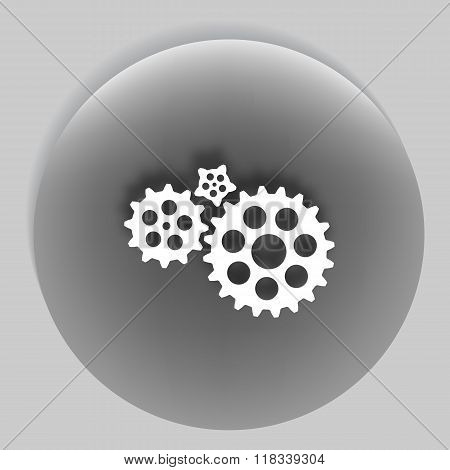 Flat Paper Styled Icon Of Cogs
