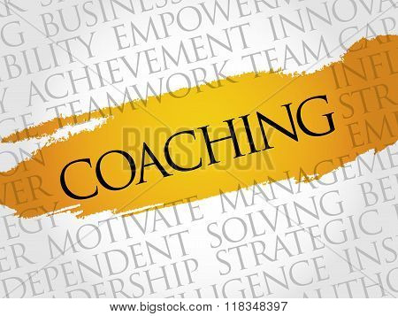 Coaching word cloud business concept, presentation background
