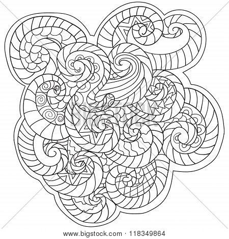 Coloring For Adults. Pattern From Waves