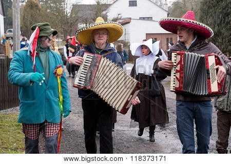 People Attend The Masopust Carnival