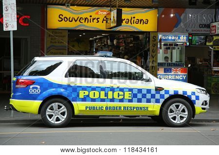 Victoria Police Public Order Response Team providing security in Melbourne