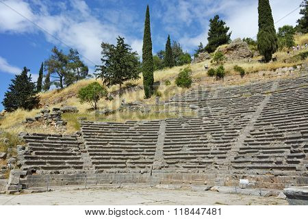 Amphitheater in Ancient Greek archaeological site of Delphi, Greece