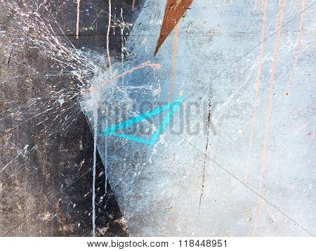 Zhitomir Ukraine - February 7: Detail of graffiti on a concrete wall. Grungy concrete surface with c