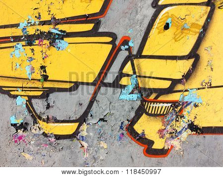 Zhitomir Ukraine - February 7: Detail of graffiti on a concrete wall. Grungy concrete surface with c