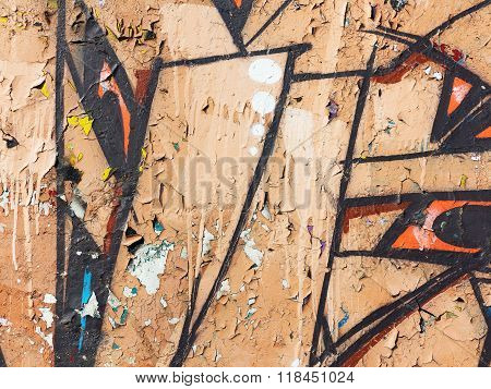 Zhitomir Ukraine - February 7: Detail of graffiti on a concrete wall. Grungy concrete surface with c