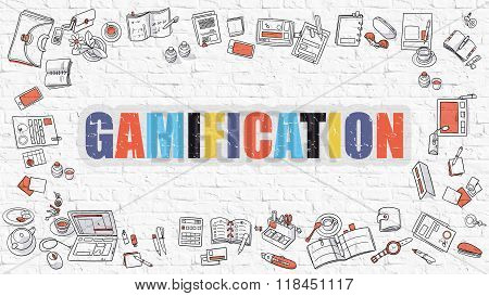 Gamification on White Brick Wall.
