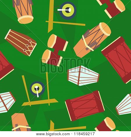 Seamless Ethnic Drums Pattern