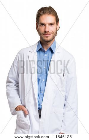 Portrait of an handsome smiling doctor portrait