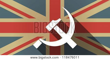 Long Shadow Uk Flag Icon With  The Communist Symbol