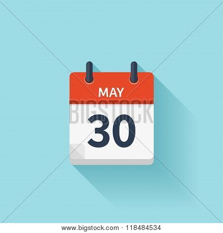May  30. Vector flat daily calendar icon. Date and time, day, month. Holiday.