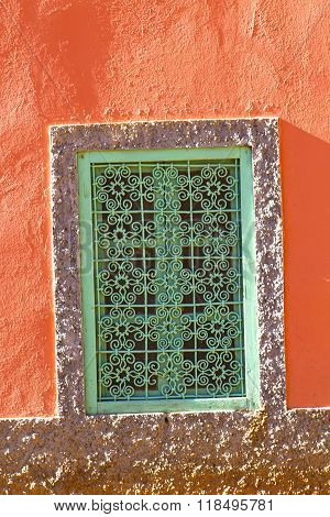 Window In Red  And Old Construction Wal Brick Historical