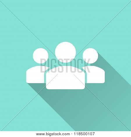 People icon with long shadow flat design. Vector illustration.