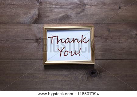 Golden Picture Frame With Copy Space And Text Thank You