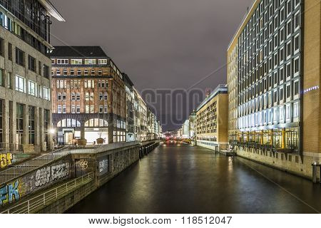 Alsterfleet Hamburg Germany At Night