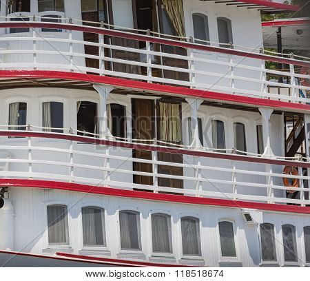 Manaus, Brazil, October 17: Typical Wooden White Amazon Boat Sailing On Rio Negro Near Manaus, Amazo