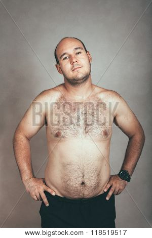 Corpulent Hairy Shirtless Man