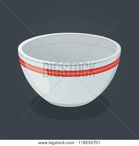 Empty Ceramic Bowl Vector Illustration