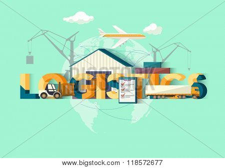 logistics concept. Typographic poster.