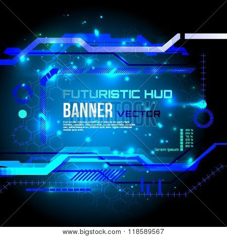 Futuristic banner, technology background,interface, HUD,  vector