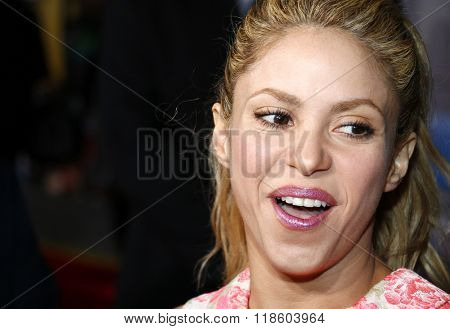 Shakira at the Los Angeles premiere of 'Zootopia' held at the El Capitan Theater in Hollywood, USA on February 17, 2016.