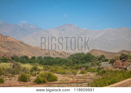 Morocco, High Atlas Mountains, Agricultural Land On The Fertile Foothills Near Ansi.