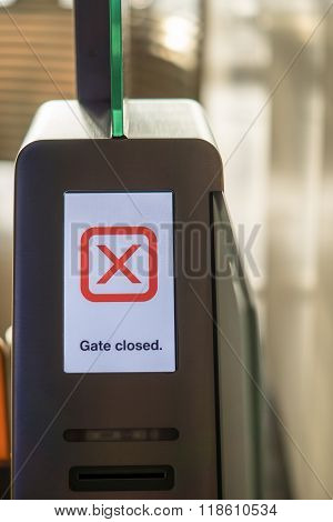 Airport closed gate display showing 