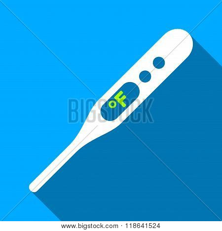 Fahrenheit Thermometer Flat Long Shadow Square Icon