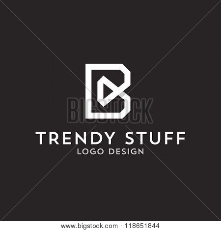 Vector logo design, flat letter B in line-art style. Logotype template.