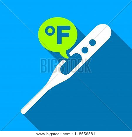 Fahrenheit Temperature Flat Long Shadow Square Icon