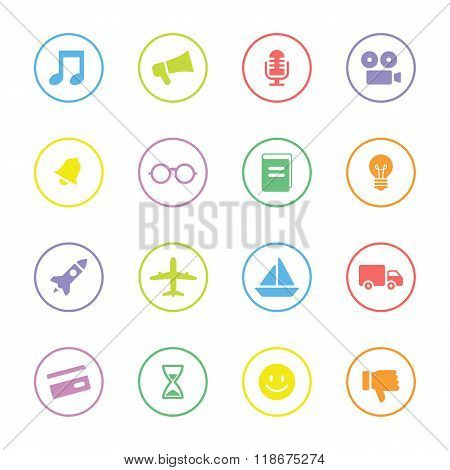 Colorful Web Icon Set 5 With Circle Frame
