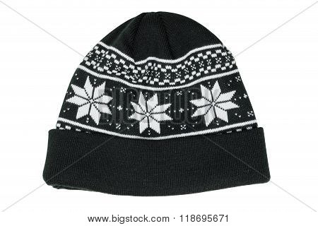 Black Wool Beanie Hat Cap Perfect For Winter Weather.