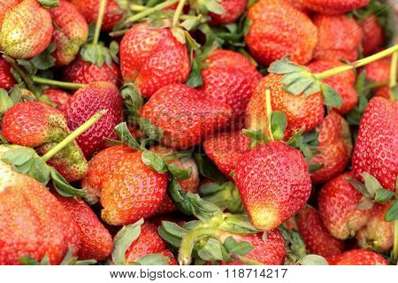 Fresh Ripe Strawberry On Background Texture.