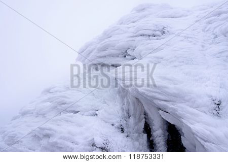Wind Painted Snow Texture Pattern On Stone Background, Winter Background.