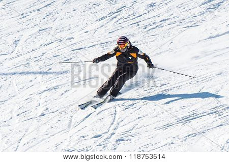 Skier skiing on Deogyusan Ski Resort in winter South Korea