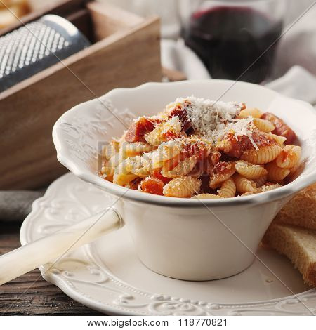 Sardinian Traditional Pasta Malloreddus With Sausage