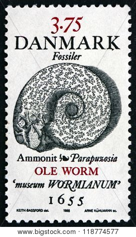 Postage Stamp Denmark 1998 Ammonite, Fossil
