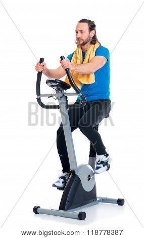 Young Man Train With Fitness Machine