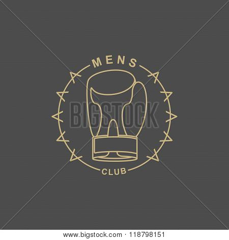 Mens Club Logo. Emblem For  Sports Club For Men. Sign Of Sports Hall. Boxing Glove And Barbed Wire.