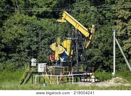 The pumping unit as the oil pump installed on a well. Equipment of oil fields.